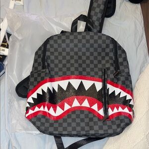 Shark Design Checkered Backpack